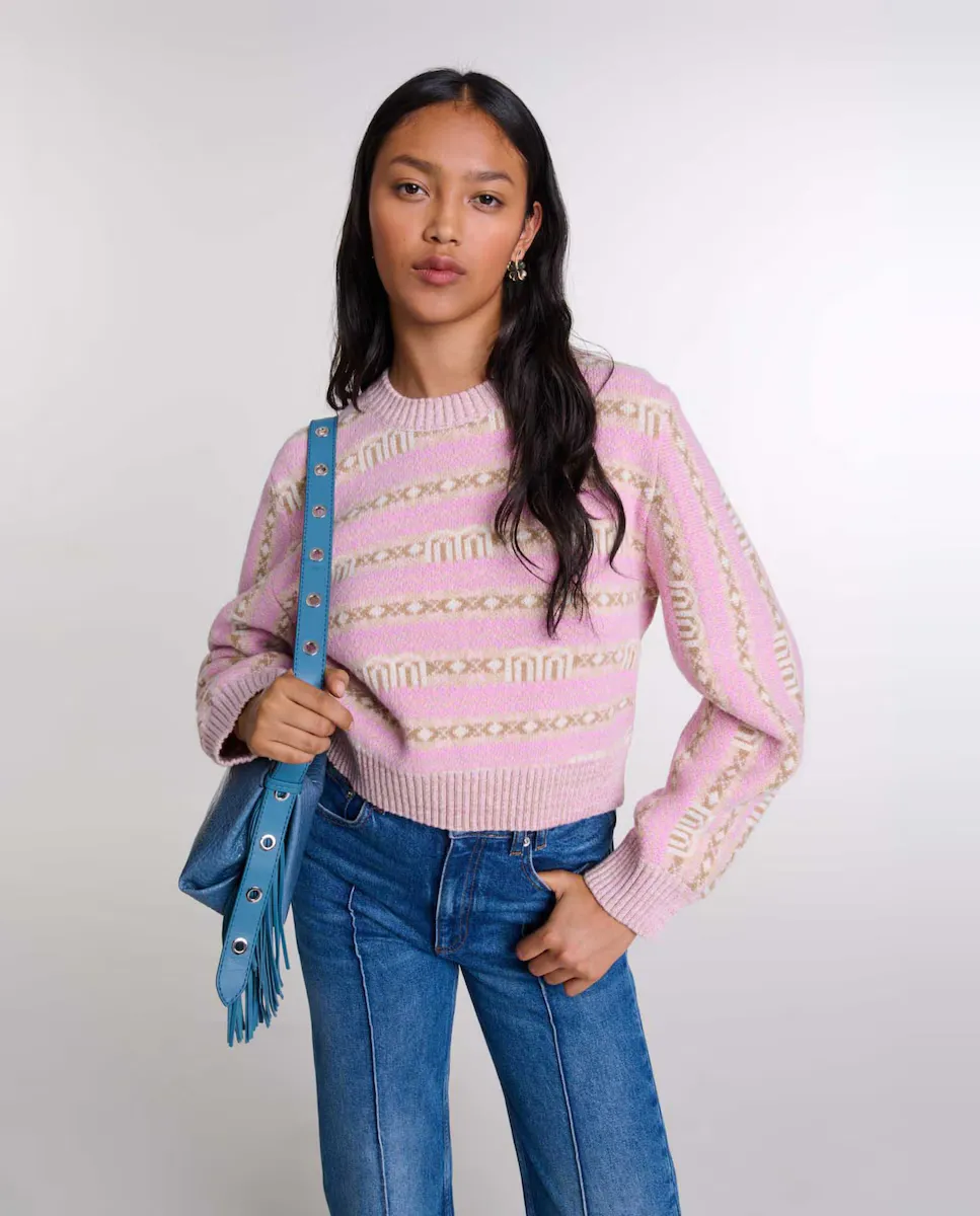 

Жаккардовый женский свитер Maje, розовый