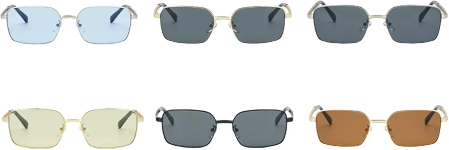 

Винтажные прямоугольные солнцезащитные очки для женщин, металлическая оправа, прозрачные линзы, защита от УФ-излучения UV400, модные очки унисекс TKKTLLT, Gold-black