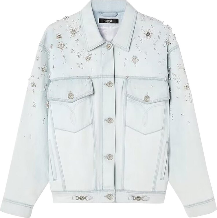 

Куртка Versace Embroidered Denim 'Light Blue Ice', синий