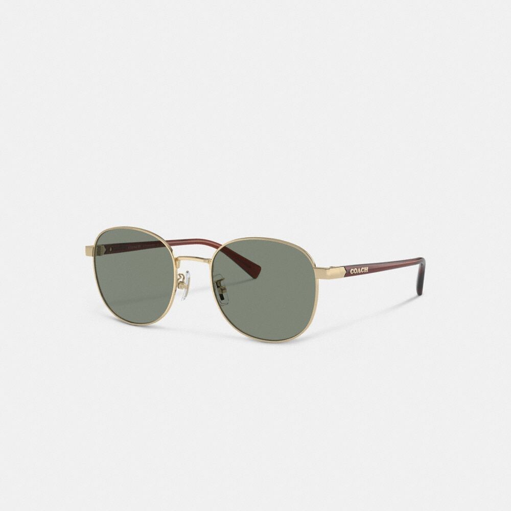 

Солнцезащитные очки COACH Metal Round, цвет Gold/Green