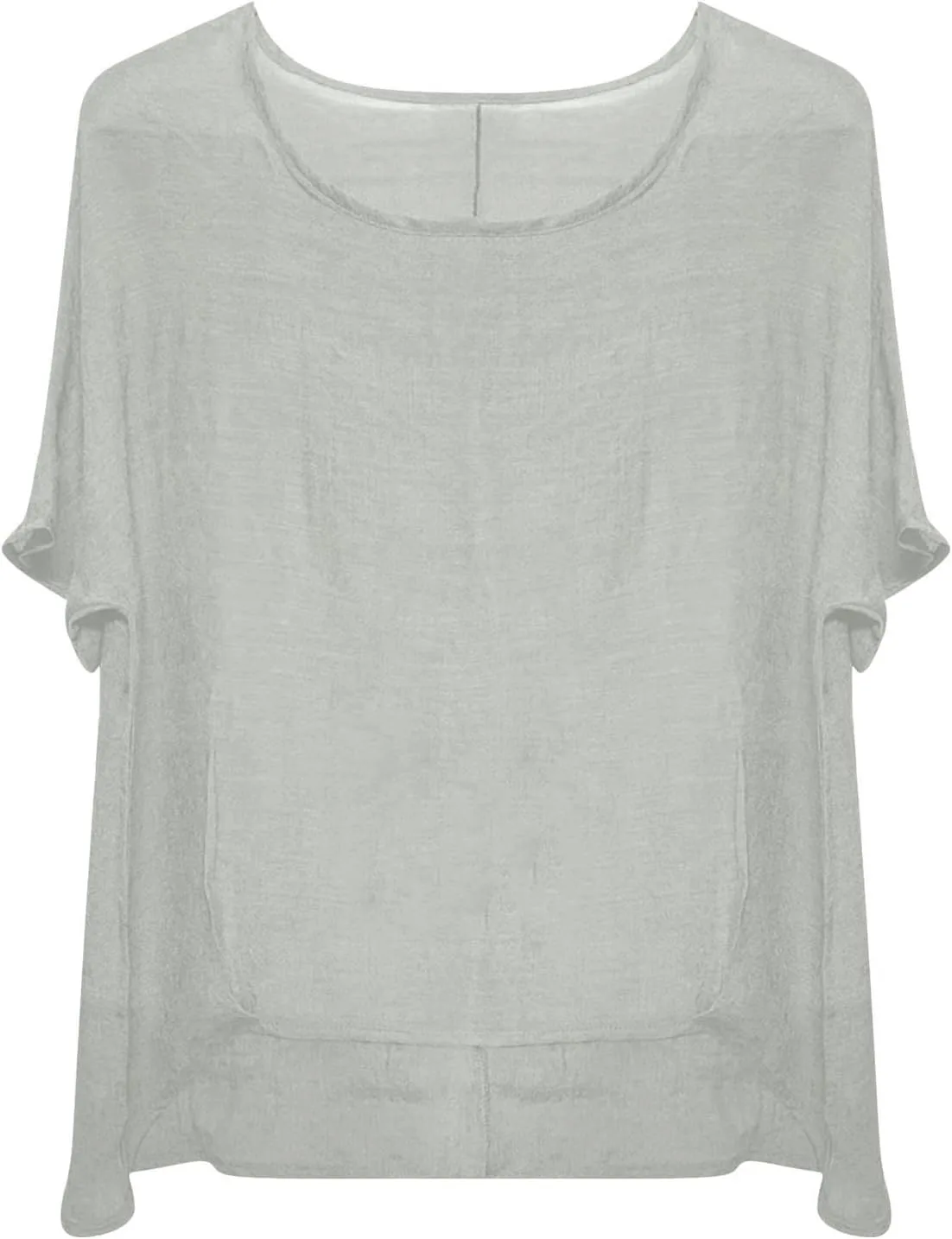 Льняные хлопковые рубашки для женщин лето 2025 трендовые plus size crewneck короткий рукав — фото 2