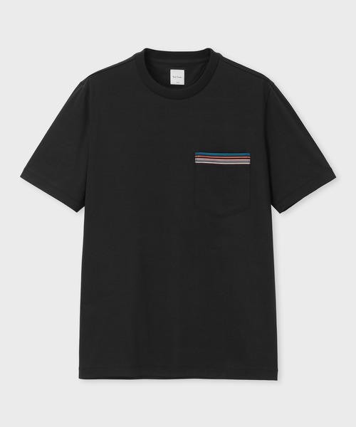 

Футболка с коротким рукавом, с карманом, в фирменную полоску Paul Smith, черный