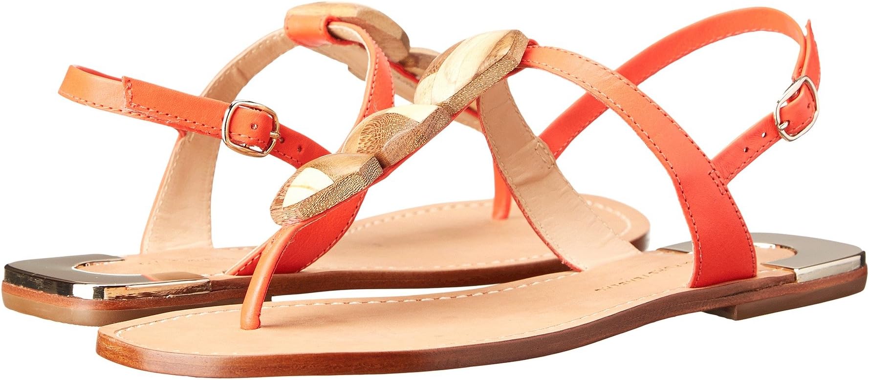 Сандалии Diane von Furstenberg Dory, Natural Vacchetta/Electric Tangerine Stones