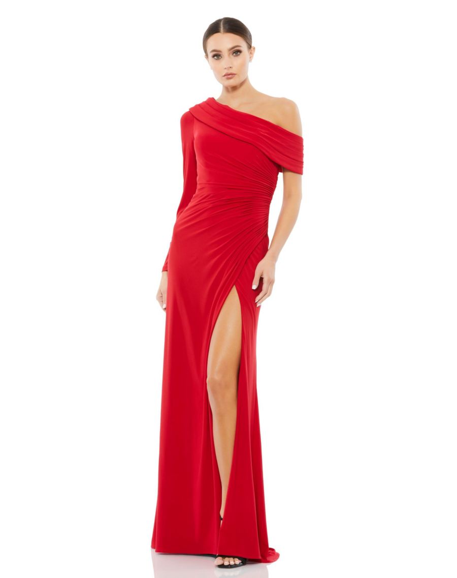 

Женское платье Ieena из трикотажа с драпировкой и приспущенными плечами Mac Duggal, Red