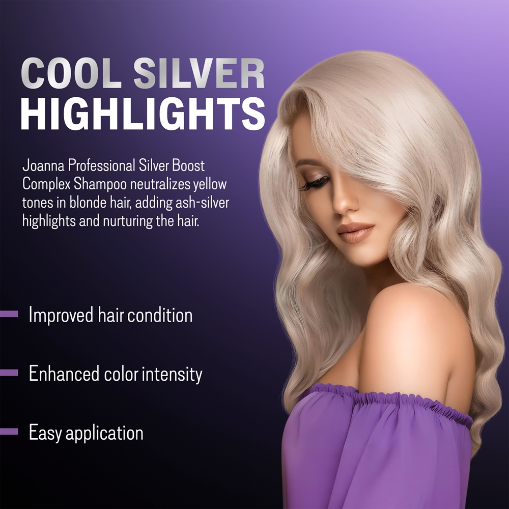 Шампунь Silver Boost Complex с фиолетовыми пигментами для нейтрализации желтизны Joanna, 500 гр — фото 3