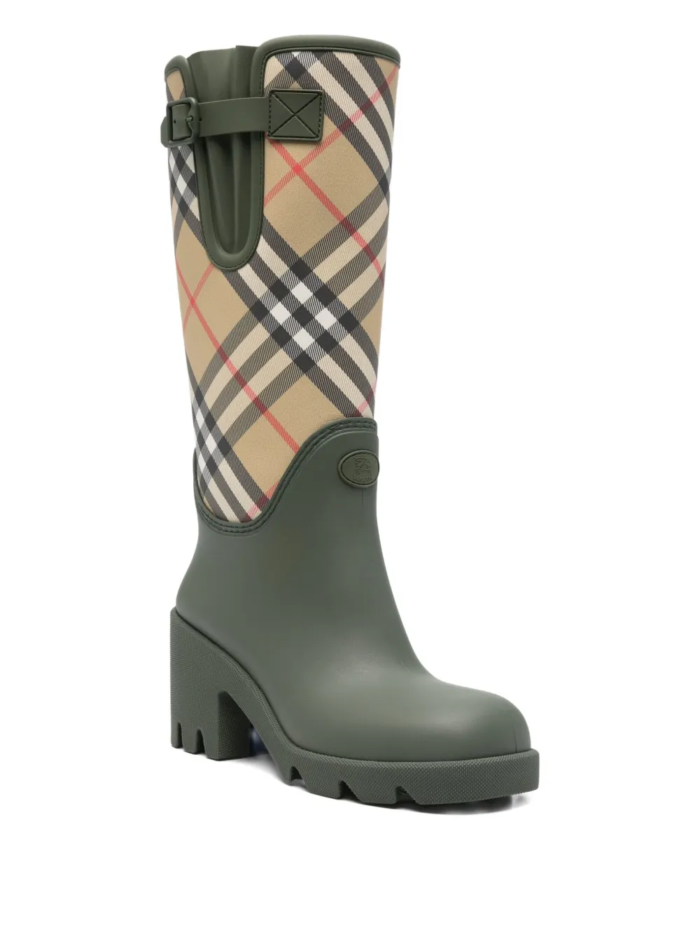 Клетчатые сапоги Marsh на блочном каблуке Burberry, зеленый — фото 2