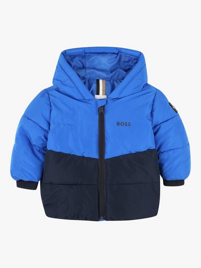 

Двухцветная пуховая куртка boss baby с капюшоном HUGO BOSS, цвет Bright Cobalt