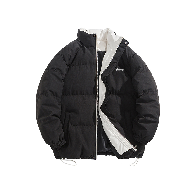 

Пуховая куртка унисекс с воротником-стойкой, утепленная пуховая куртка Jeep, drawstring черный