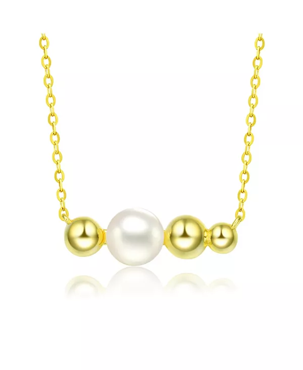 

Ожерелье из стерлингового серебра 14 карат с позолотой и 6-миллиметровым жемчугом пресноводного происхождения Genevive, gold