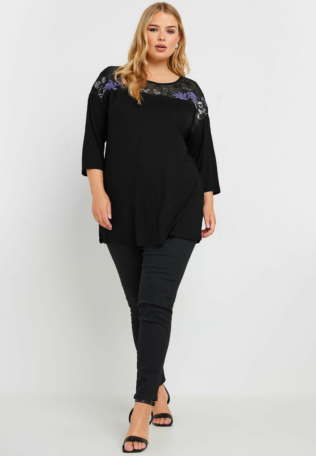 

Топ с длинными рукавами EMBELLISHED SWING Yours Clothing, черный