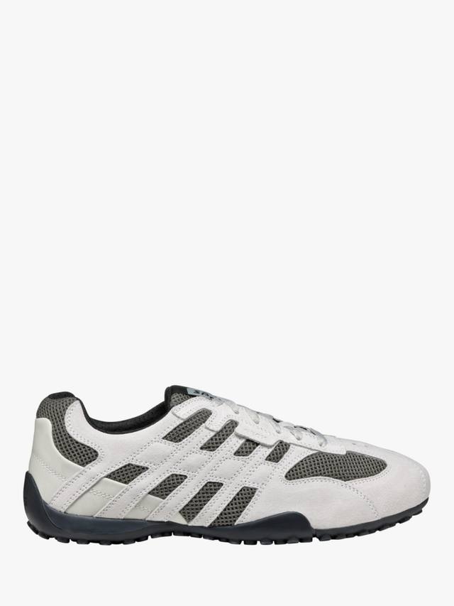 

Кроссовки с глубоким вырезом из оригинальной замшевой смеси snake Geox, цвет Off White/Dark Grey