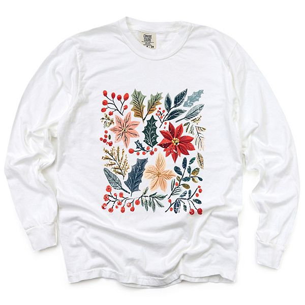 

Футболка с длинным рукавом Christmas flowers and berries distressed Simply Sage Market, White, Белый, Футболка с длинным рукавом Christmas flowers and berries distressed Simply Sage Market, White