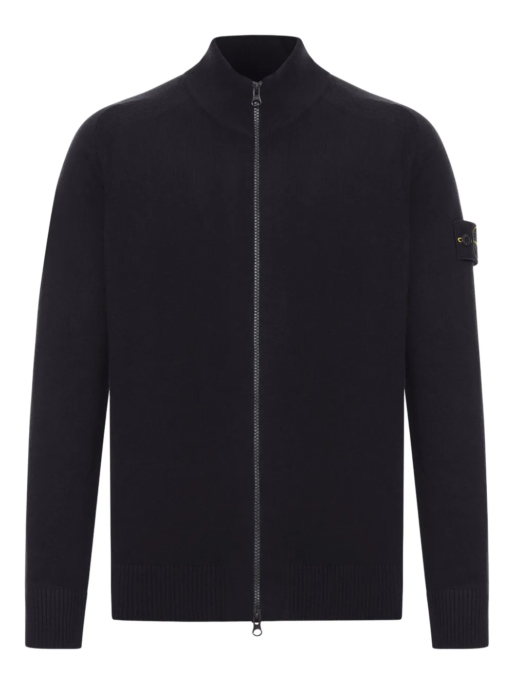 

5100044 шерстяной кардиган с застежкой-молнией на воротнике Stone Island, черный