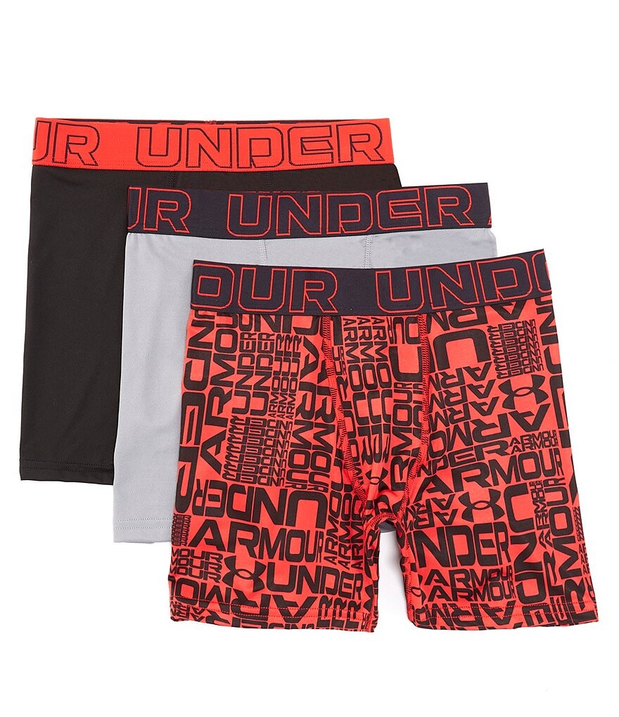 

Набор из 3 трусов-боксеров с логотипом Under Armour Little/Big Boys 4–20 Performance Tech, красный