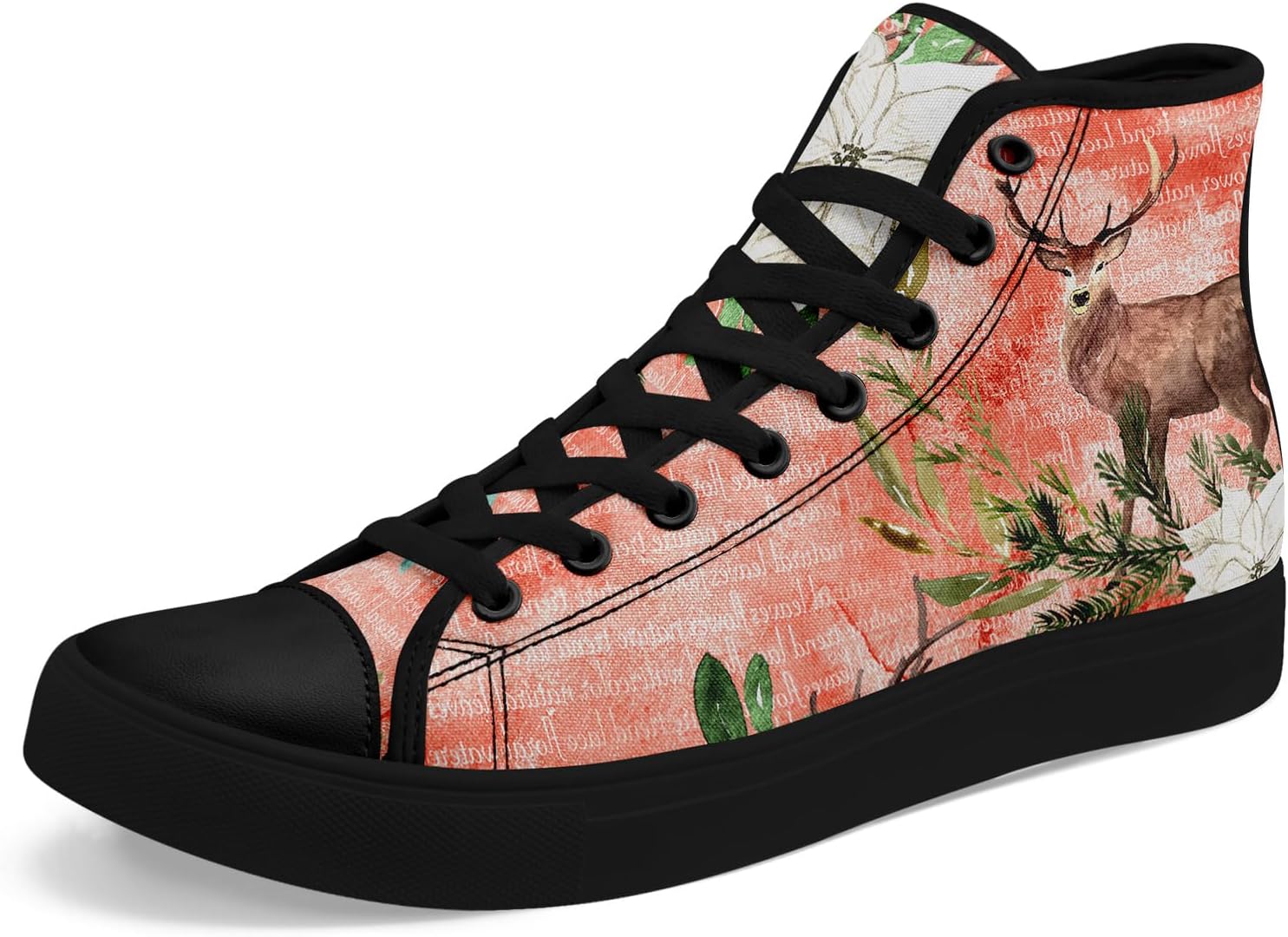 

Рождественские высокие кеды из ткани для женщин и мужчин, праздничный подарок, удобные стильные плоские кроссовки для прогулок Awsole, белый/черный/зеленый/розовый/коричневый