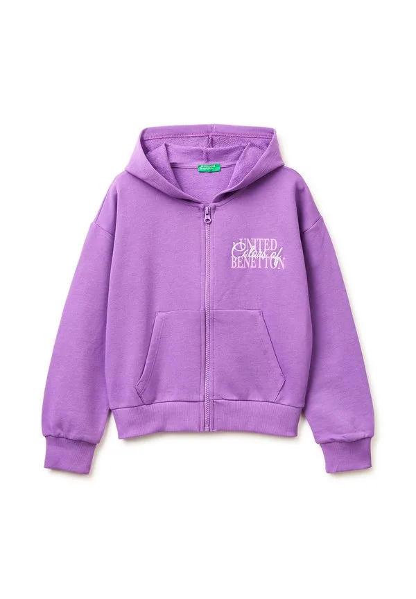 Толстовка с капюшоном и блестящим принтом на молнии United Colors Of Benetton, Violet
