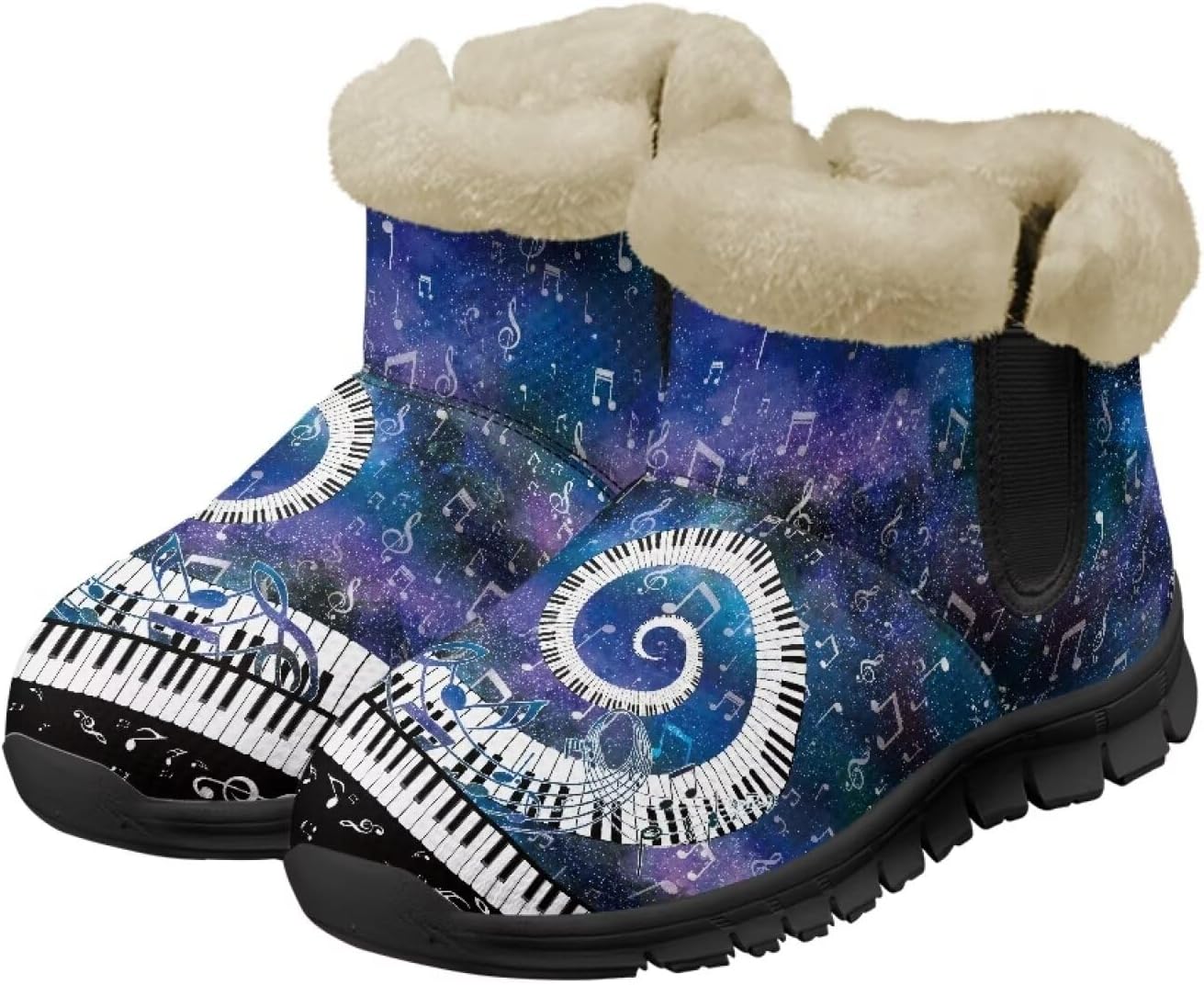 

Мужские зимние снегоходные ботинки Qoiuvncy, утепленные мехом, ботильоны с мягкой подкладкой, нескользящие, удобные, с легким надеванием, короткие ботинки для прогулок на улице, размер США 7-13, Music Starry Sky