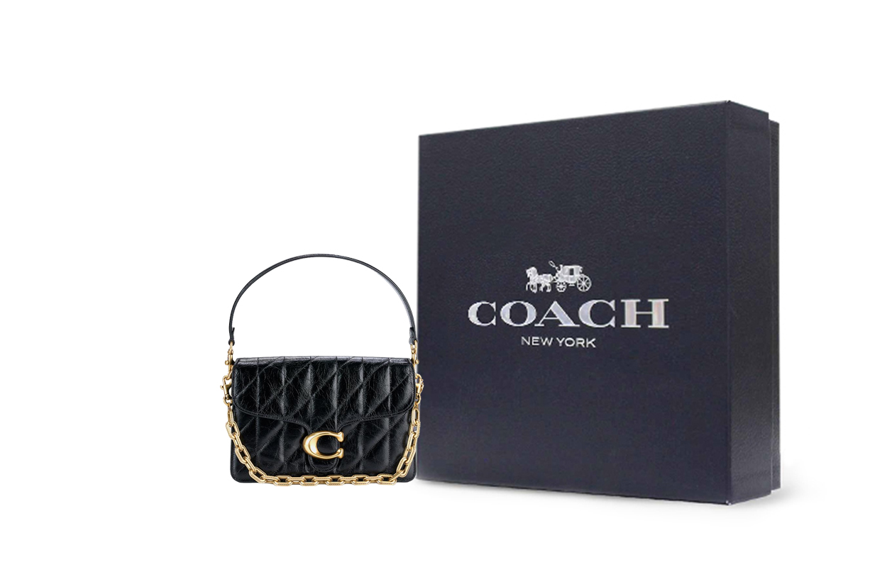 

COACH Кожаная сумка через плечо среднего размера для женщин черная