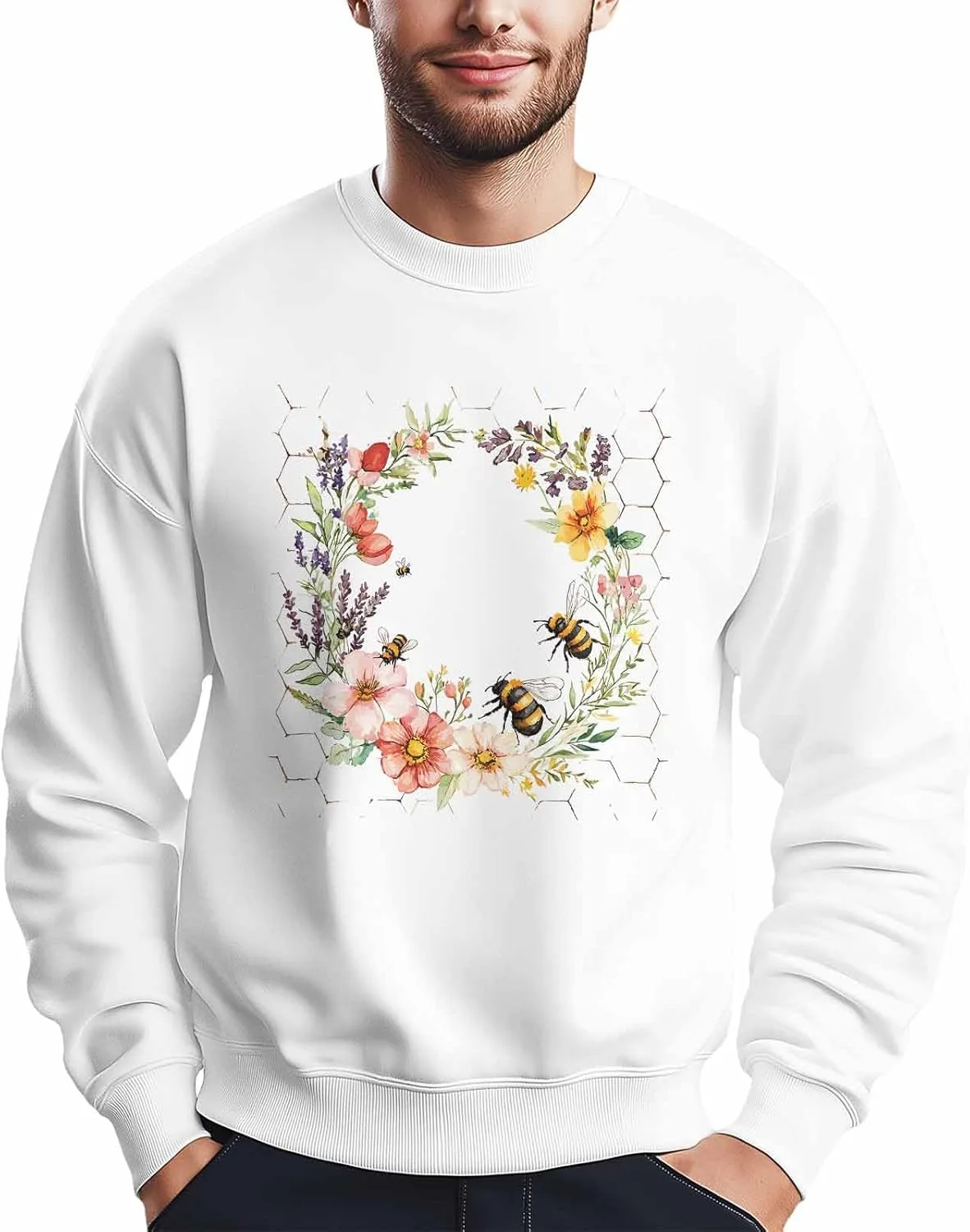

Мужской свитшот с принтом медовых сот и пчел Winvebermior