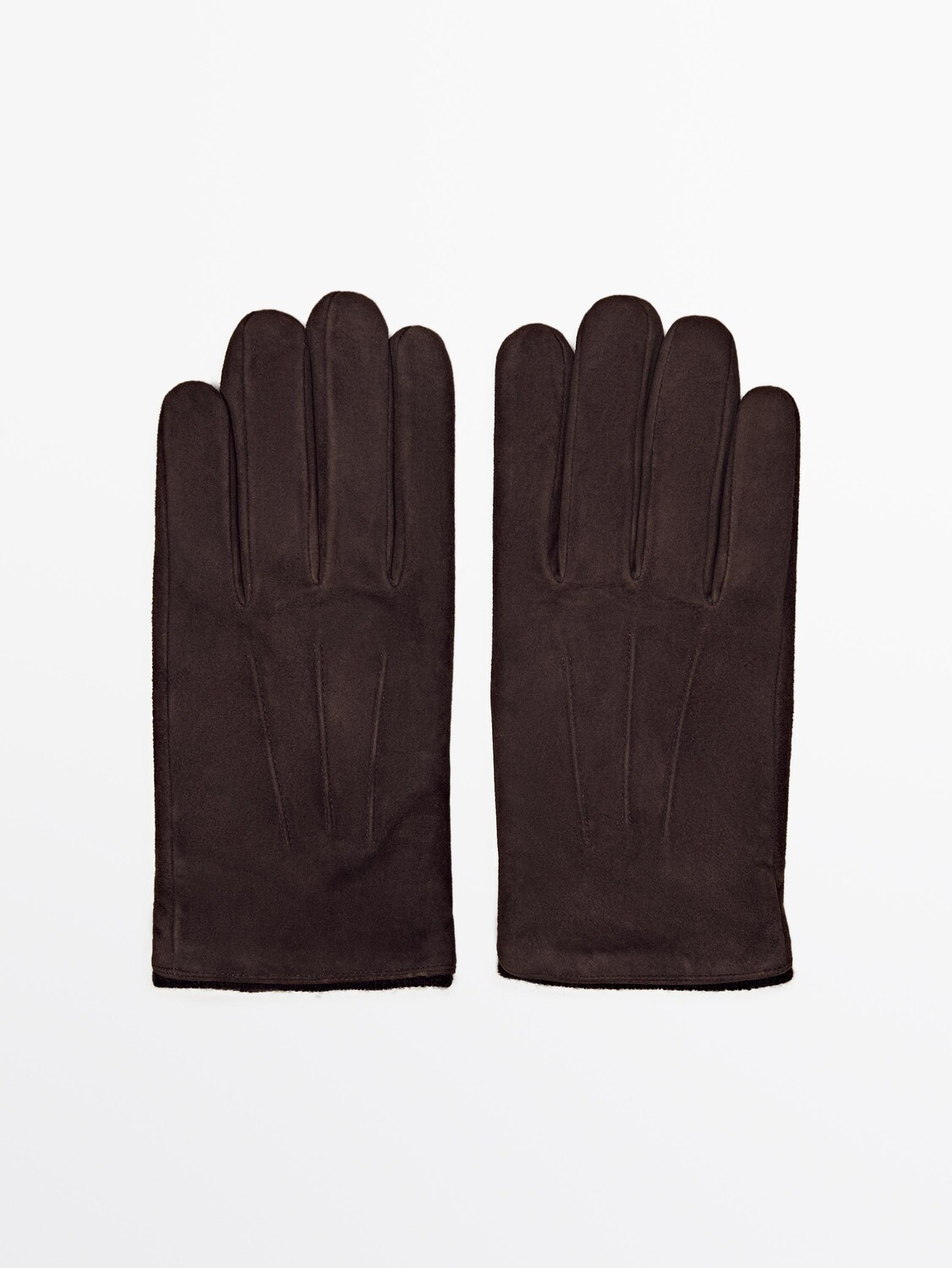 

Перчатки из спилка и кожи Massimo Dutti, коричневый