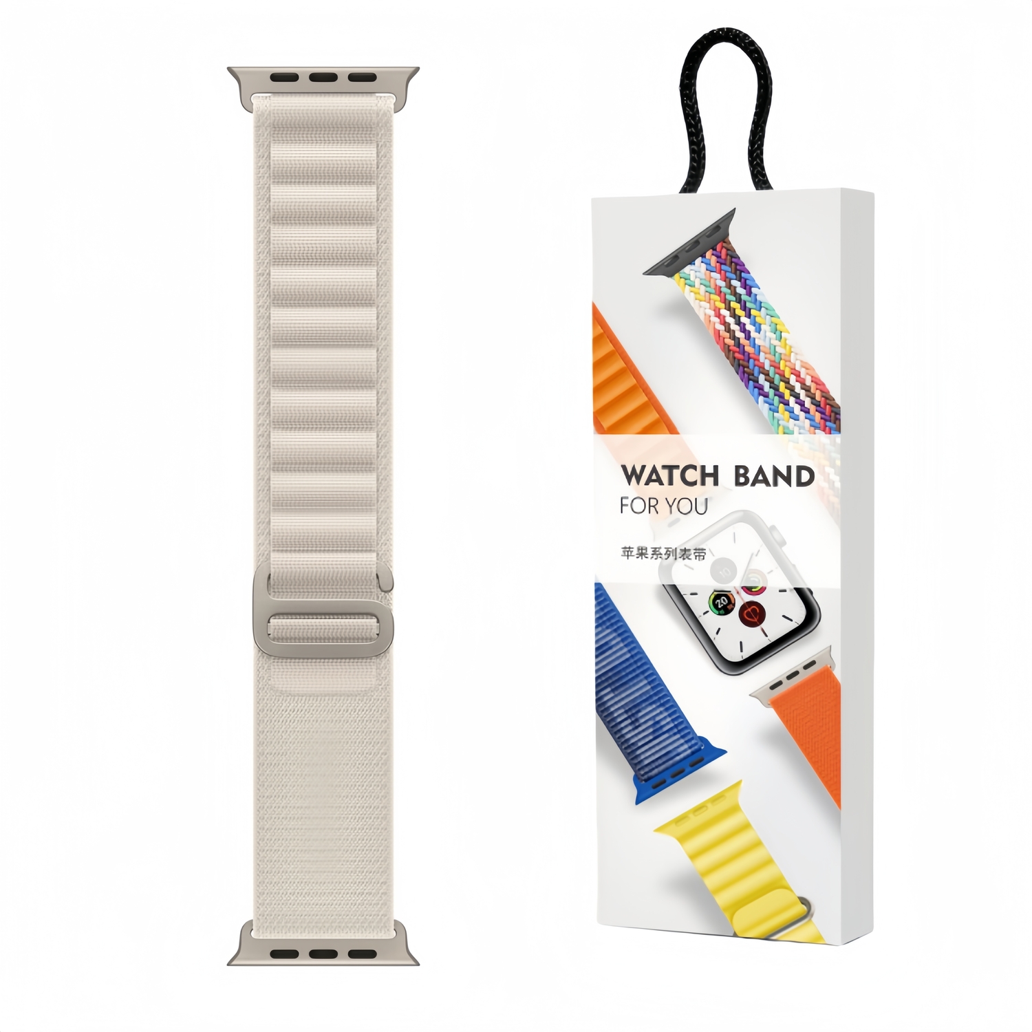 

Zhongwo Часы Strap Apple Compatibility Nylon Material, Ecru