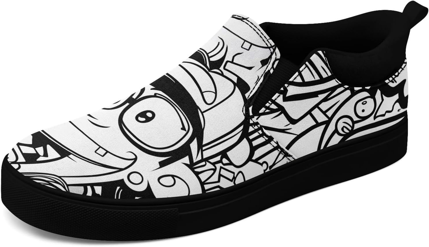 

Мужские модные холщовые кеды, женские слипоны, удобные в носке, дышащие, легкие, стильные кроссовки с графическим принтом, повседневная обувь Awsole, белый/черный