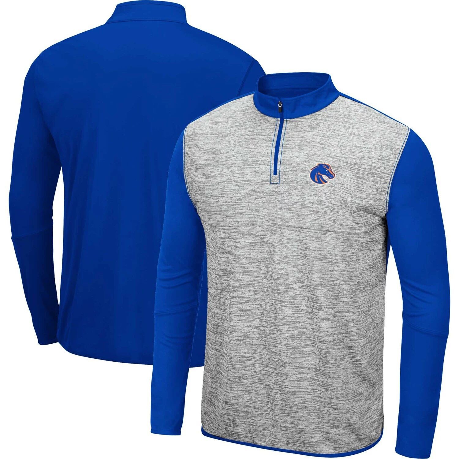 

Мужская куртка с молнией четверть цвета Heather Grey/Royal Boise State Broncos Prospect Colosseum