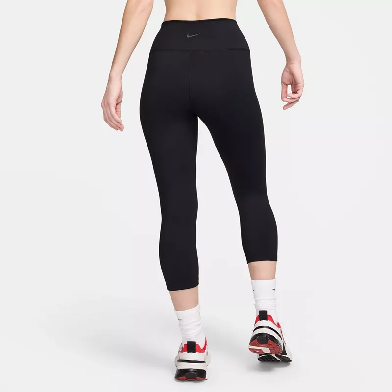 Женские укороченные леггинсы с высокой талией Nike One, черный — фото 3