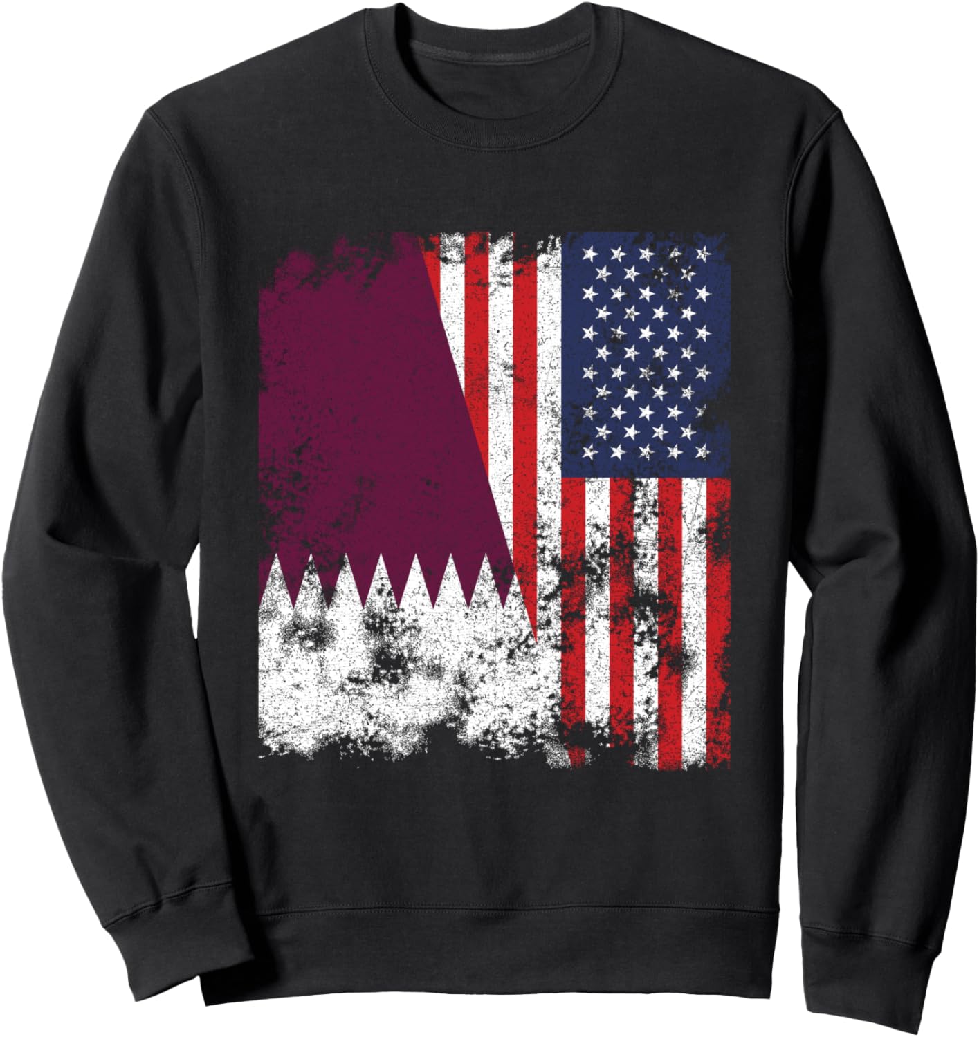 

Американский флаг Катара в античном стиле - наполовину американский - толстовка Наполовину американский Qatar Flag Nation, черный