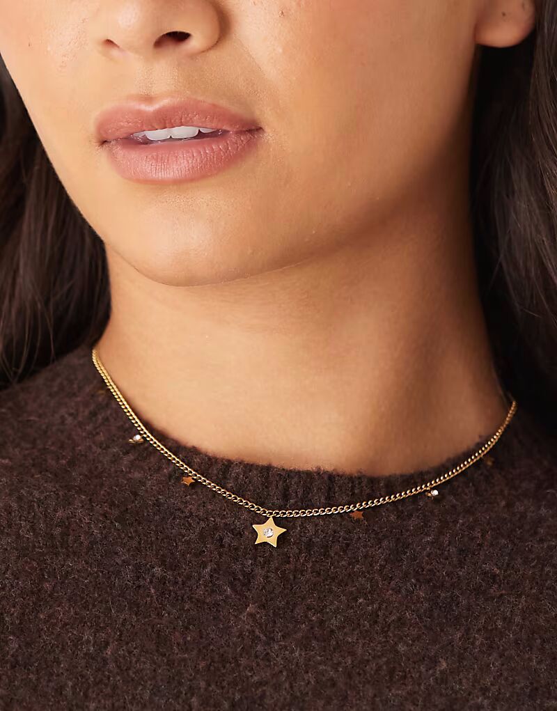 

Ожерелье с подвесками в виде звезд из нержавеющей стали с покрытием из 18-каратного золота Lost Souls