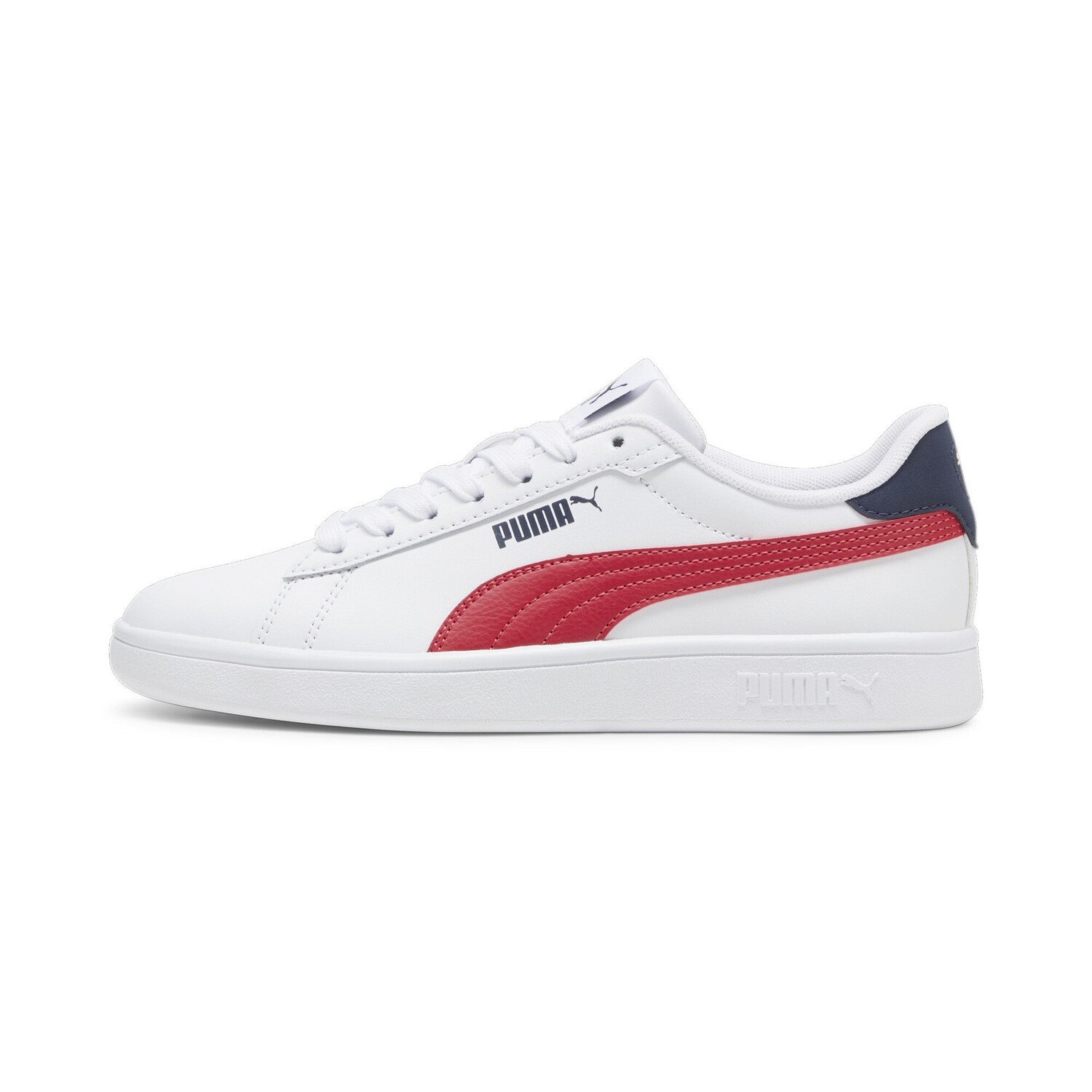 

Большие кожаные кроссовки PUMA Smash 3.0, цвет White/Club Red/Club Navy