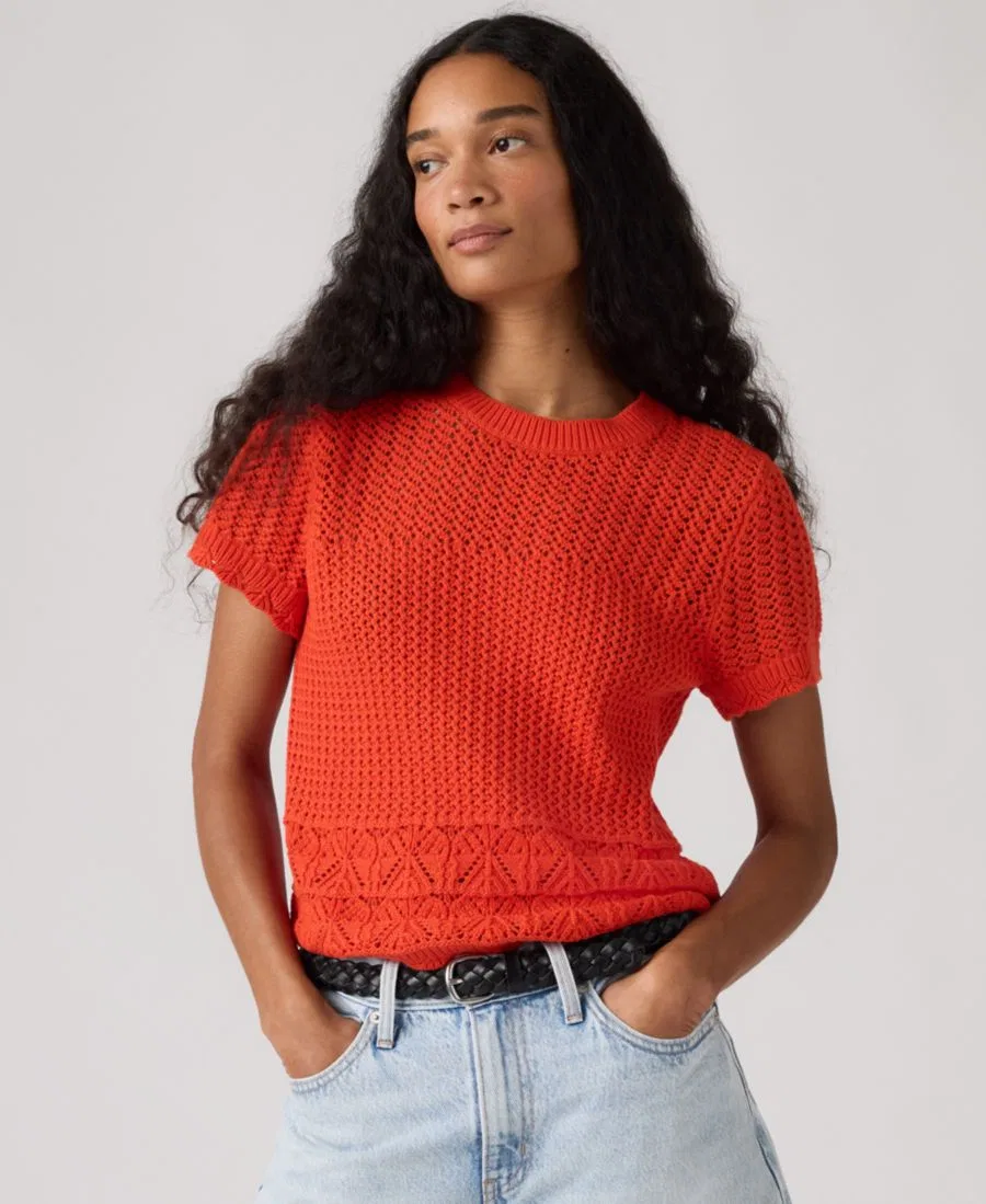 Женский вязаный свитер Isabelle с короткими рукавами Levi'S, красный — фото 2
