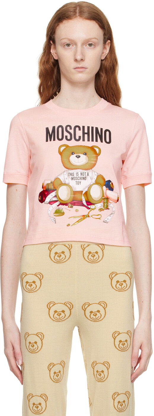 

Футболка с плюшевым мишкой Moschino, розовый