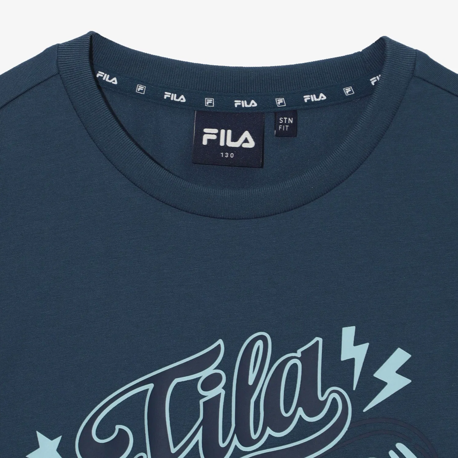 Детская синяя футболка с коротким рукавом и эффектом многослойности от Fila Kids — фото 3