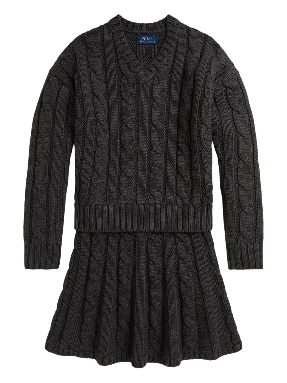 

Комплект из топа и юбки фактурной вязки POLO RALPH LAUREN KIDS, серый