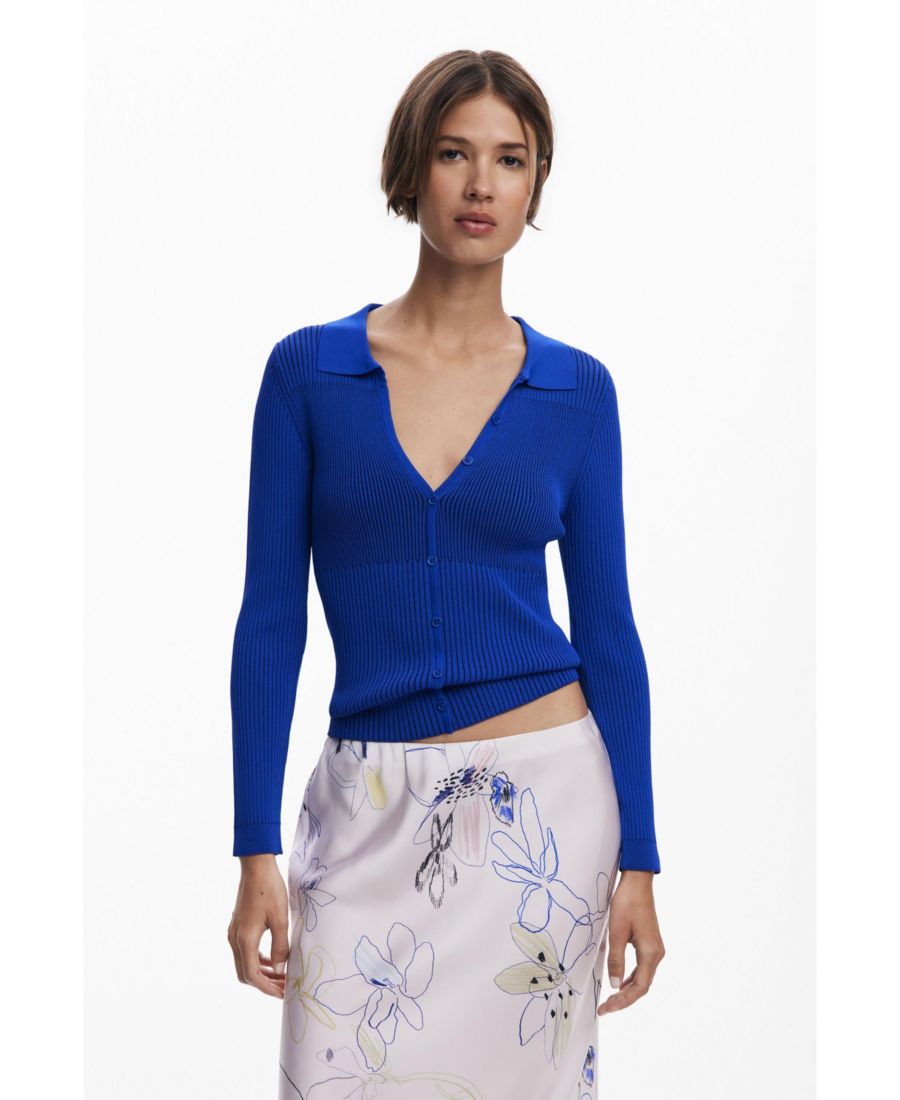 

Женский тонкий свитер на пуговицах Desigual, Klein blue