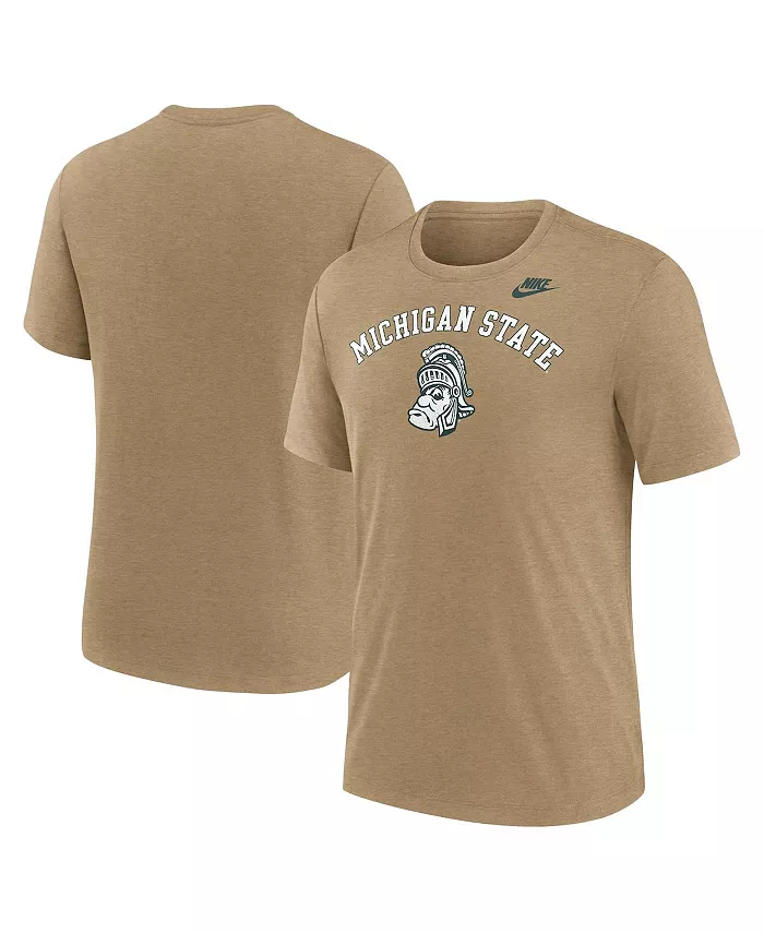 

Мужская футболка Michigan State Spartans Legacy Arch Tri-Blend цвета светлого серо-коричневого меланжа Nike