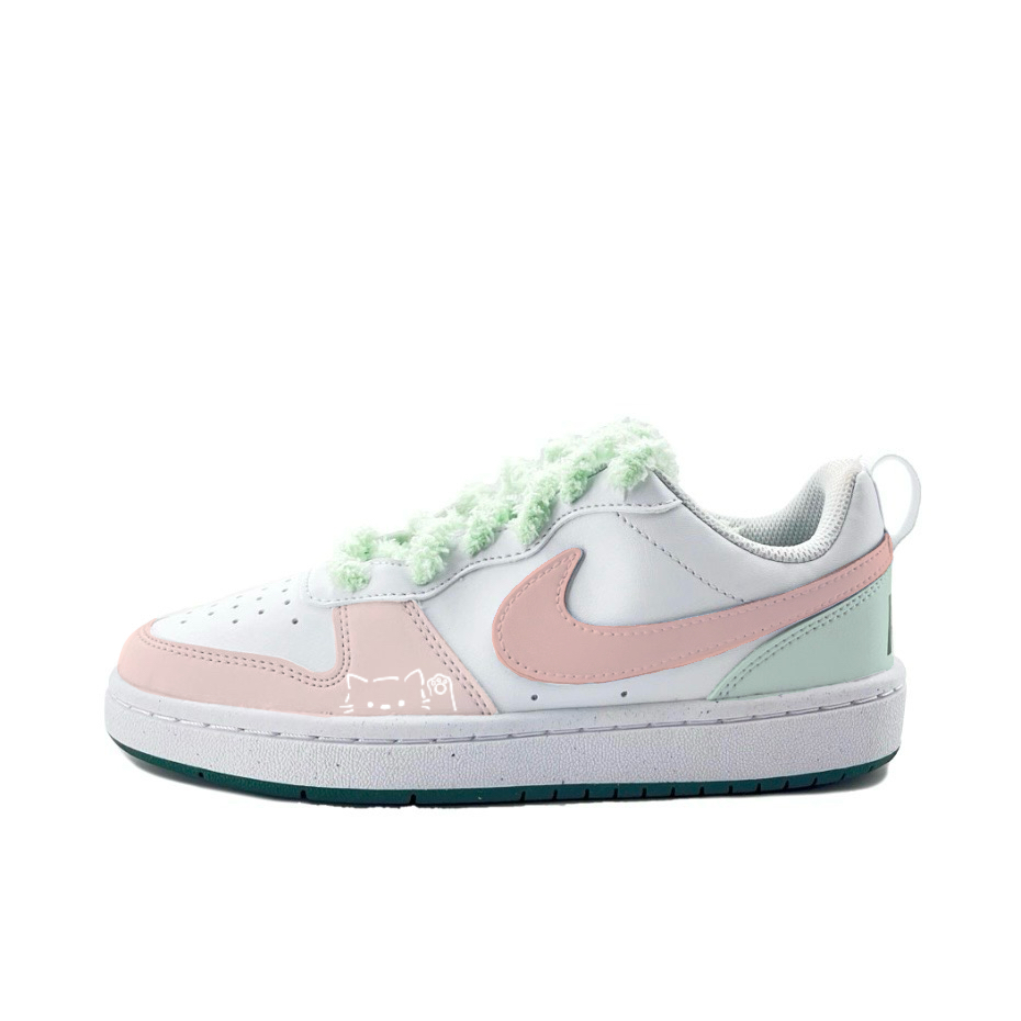 

Nike Кроссовки Court Borough Wealth Kitten с противоскользящим износостойким низким верхом для скейтбординга, синие, белые, для подростков