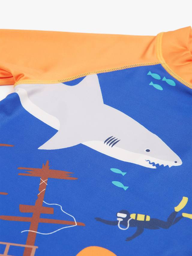 Детский защитный лонгслив от солнца с морскими обитателями Frugi, Orange/Blue — фото 3