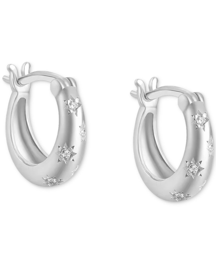 

Серьги-кольца из стерлингового серебра очень маленького размера с паве, 0,39 дюйма BEN ONI, Silver