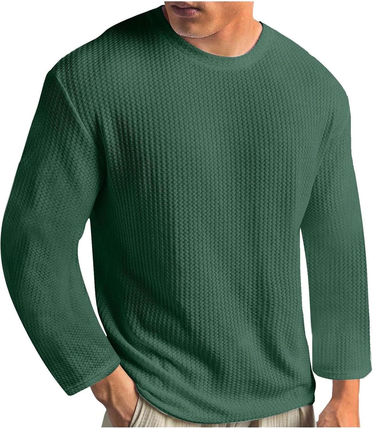 

Мужская летняя футболка Crewneck вязаная дышащая Plus Size свободная с длинным рукавом