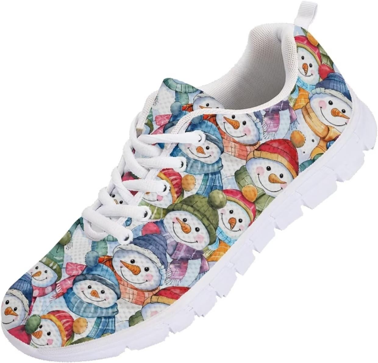 

Легкие кроссовки POLERO для женщин, повседневные дышащие сетчатые кроссовки для бега и тренировок, простые, с ярким рисунком панд, Xmas Snowman Pattern