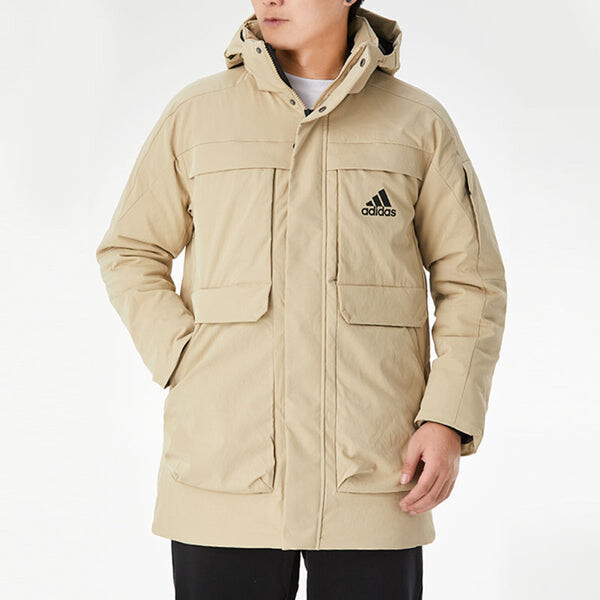 Пуховик adidas Big Pocket Pk Stay Warm mid-length Cargo Down Jacket Khaki, хаки — фото 3