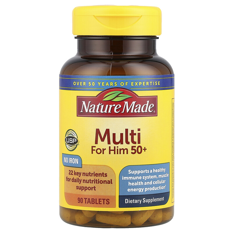 

Nature Made, Multi For Him 50+, 90 таблеток