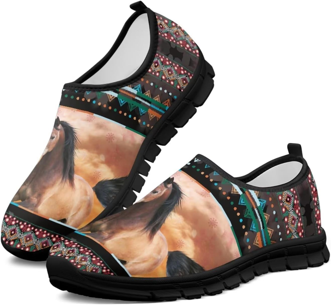 

Мужские слипоны-лоферы без шнурков с 3D-принтом Hsaiyjsp, Aztec Horse Pattern
