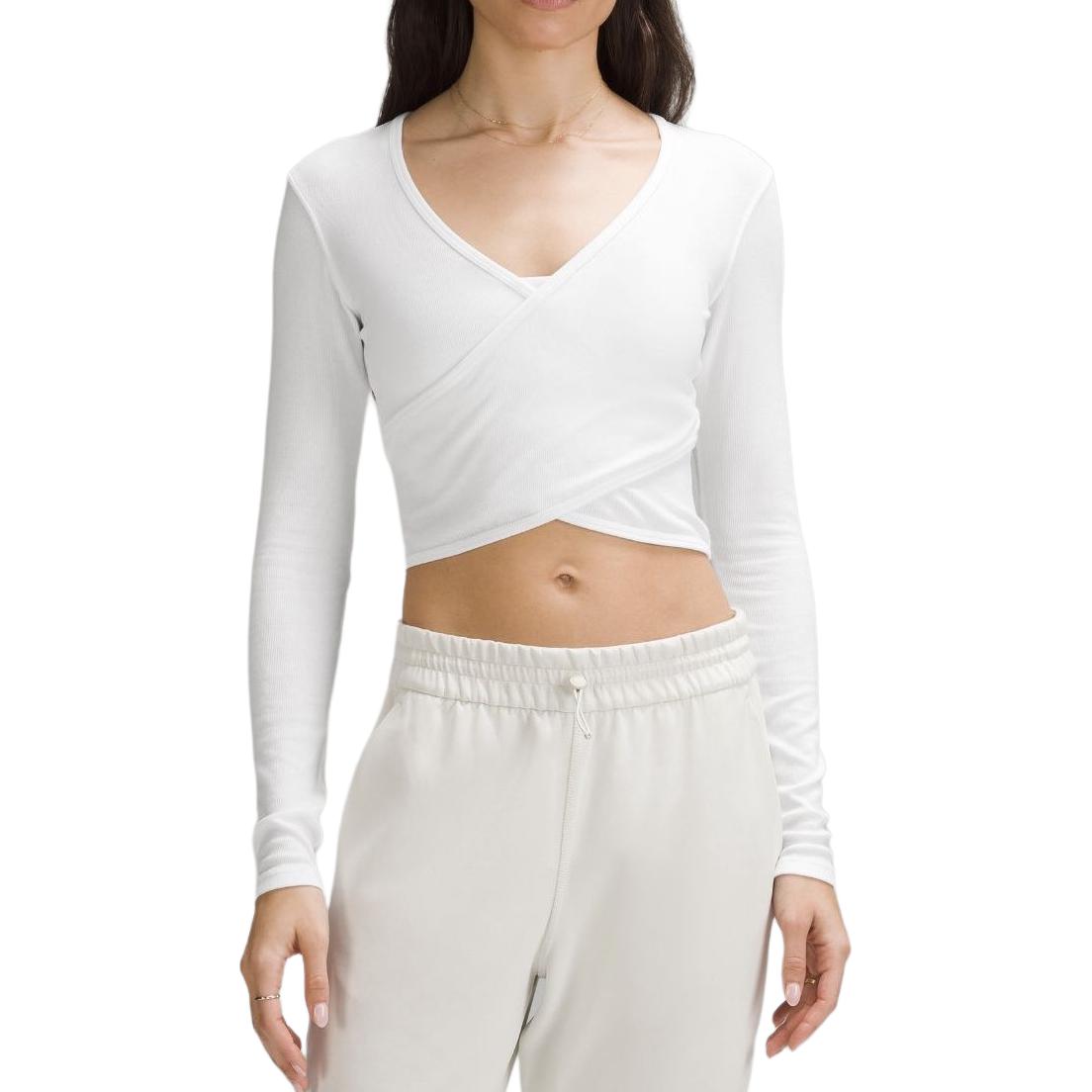 

Футболка женская с запахом и втачными рукавами Purple Gray Lululemon, белый