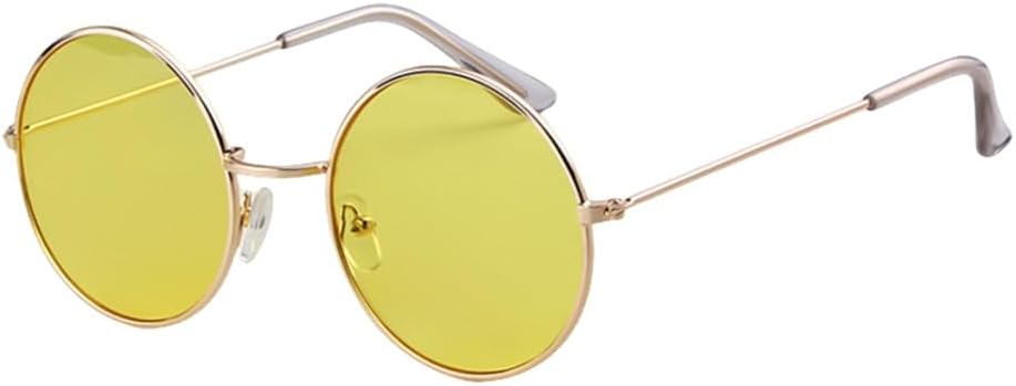

Модные маленькие круглые солнцезащитные очки для женщин, винтажные мужские зеркальные солнцезащитные очки, ретро-готические очки для женщин MTZJH, C4 Glod Light Yellow