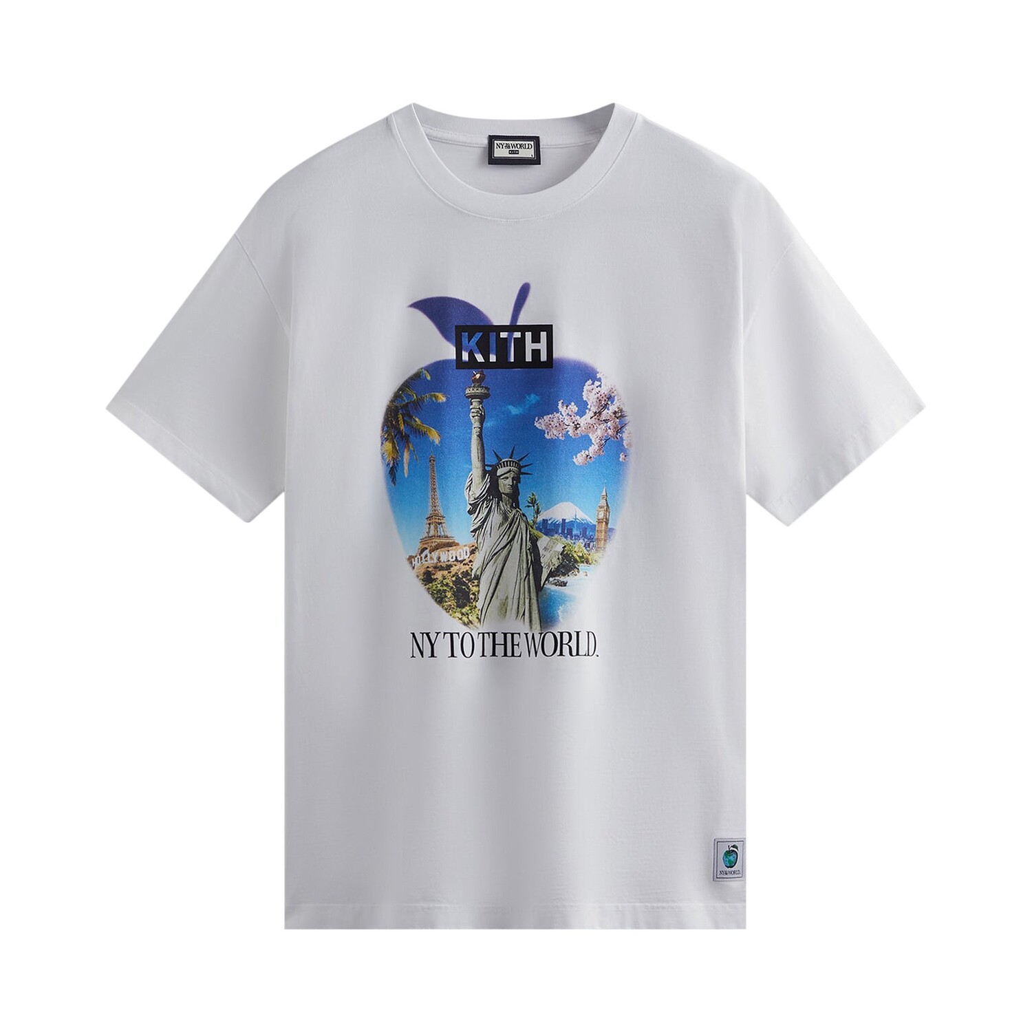 

Сувенирная винтажная футболка Kith New York To The World Белая, Белый, Сувенирная винтажная футболка Kith New York To The World Белая