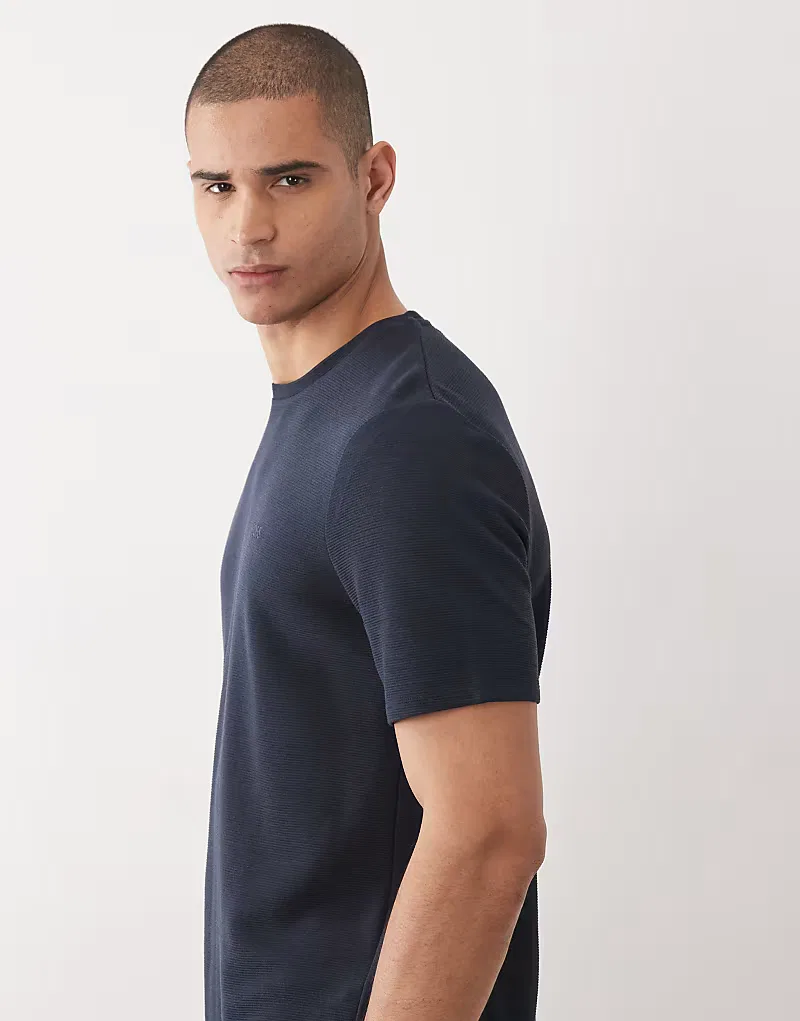 Комплект с трикотажной футболкой BOSS Bodywear Rib, темно-синий — фото 4