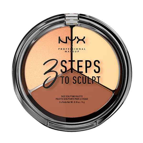 

Палитра для контуринга лица 3 Steps To Sculpt Nyx Professional Make Up, цвет light